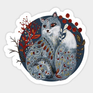 Nordic Folk Art Fox, Woodland Animal Folk Art Sticker